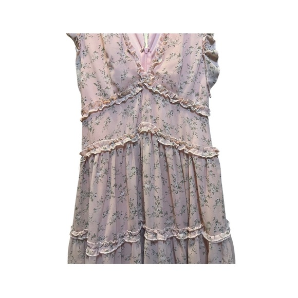 She + Sky Floral Ruffle Tiered Mini Dress Pink Size M - Picture 3 of 4